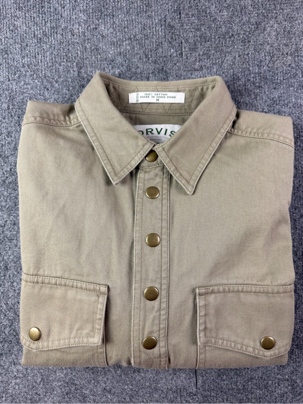 Orvis Malpai Mens 100% Heavy Cotton Vtg Pullover Snap Hunting Outdoor Shirt Sz M